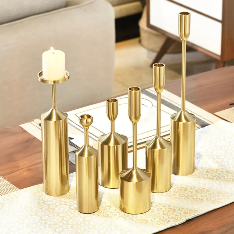 Gold Iron Taper Luxury Candlestick Candle Holder Stand Pillar - Image 3